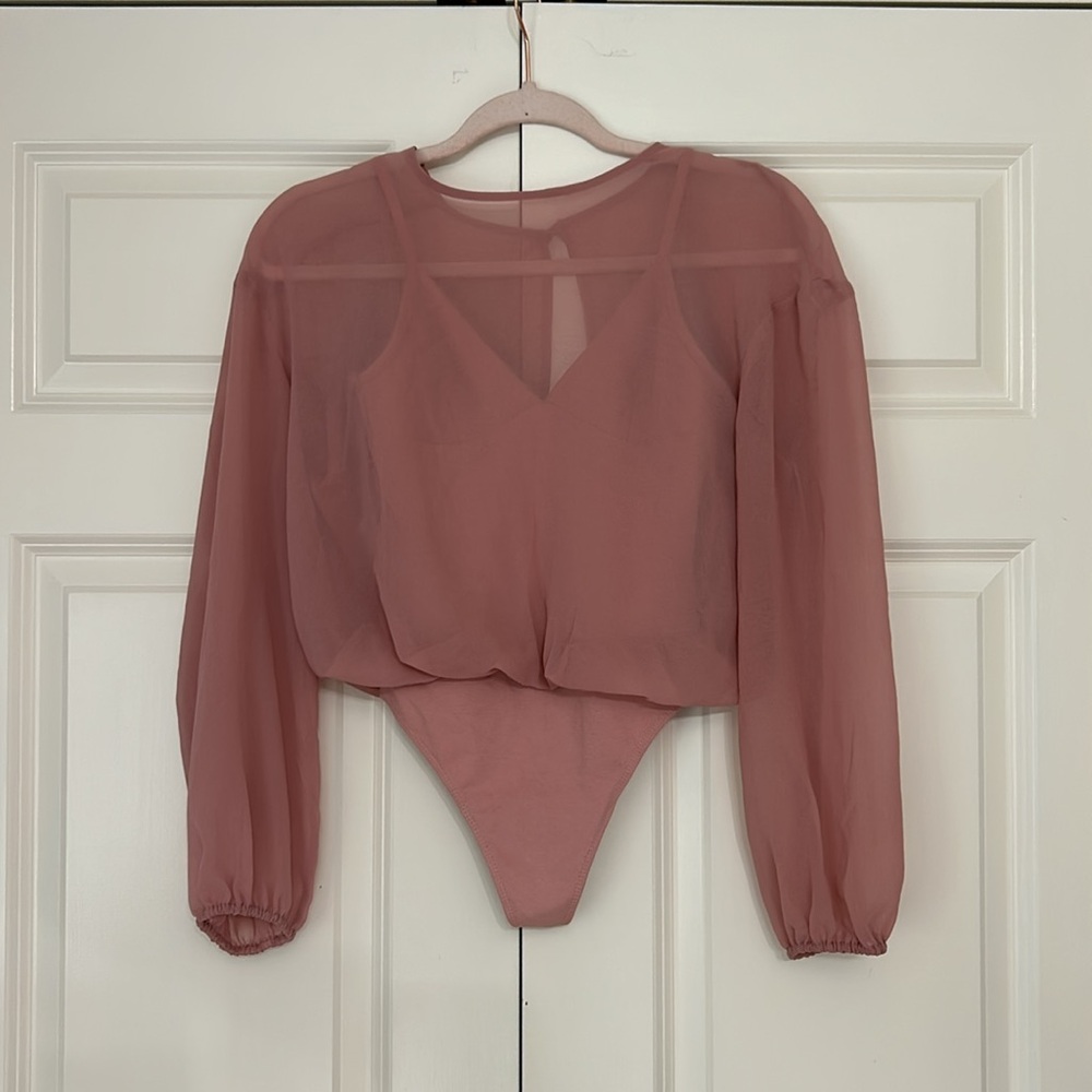 Aritzia ballet blouse body suit /sheer pink